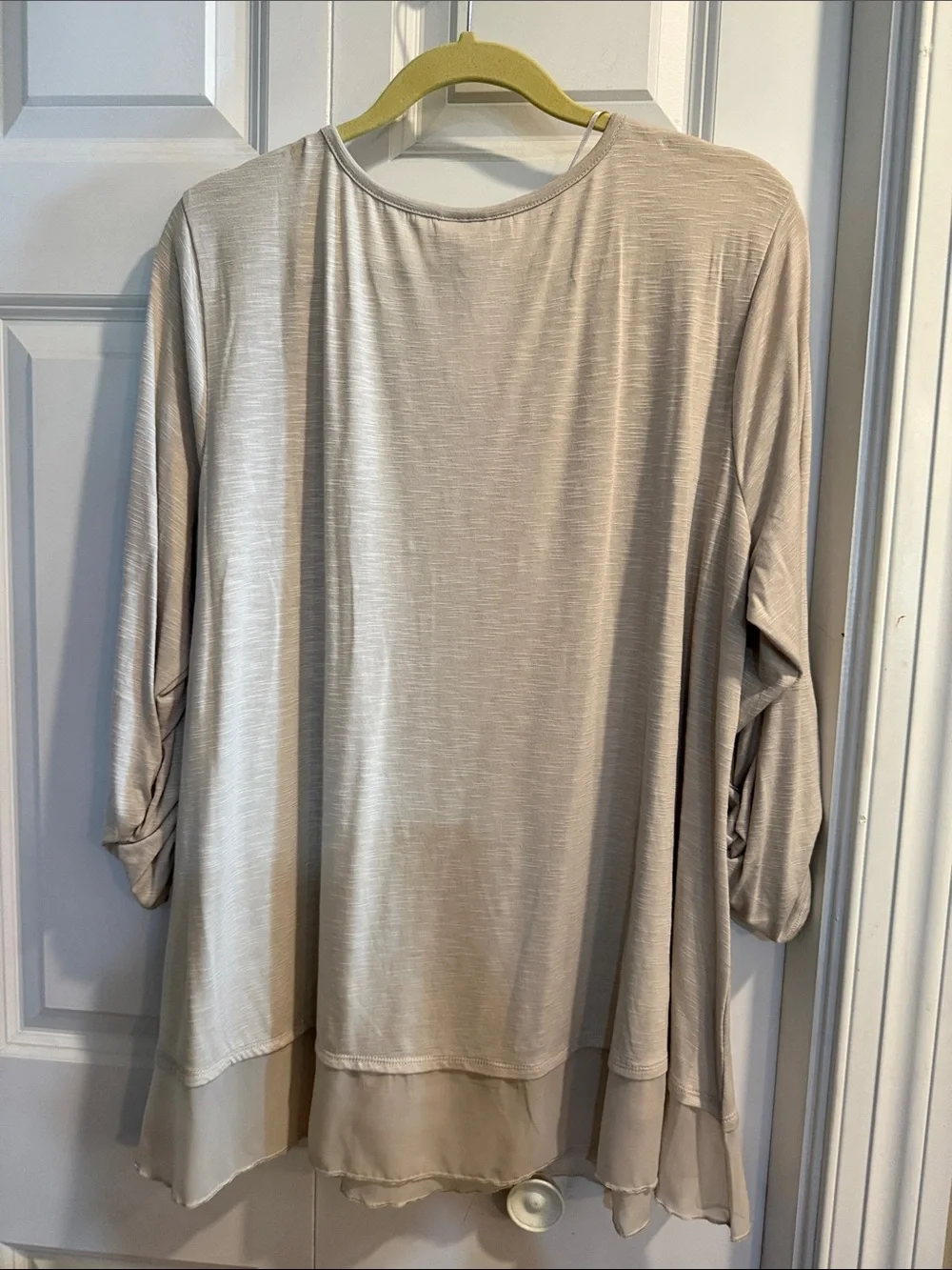 Style & Co. Light Taupe Layered Chiffon Hem Tunic